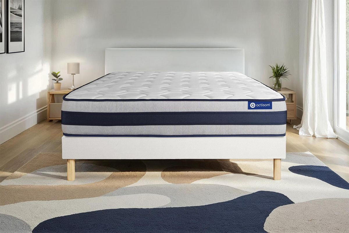 BETT Actilatex ergo Latex und Memory-Schaum 200 x 200 cm h3 - Kit Bettgestell Weiß - Beige/Weiß, Karton/Holz (200/200cm) - ACTISOM
