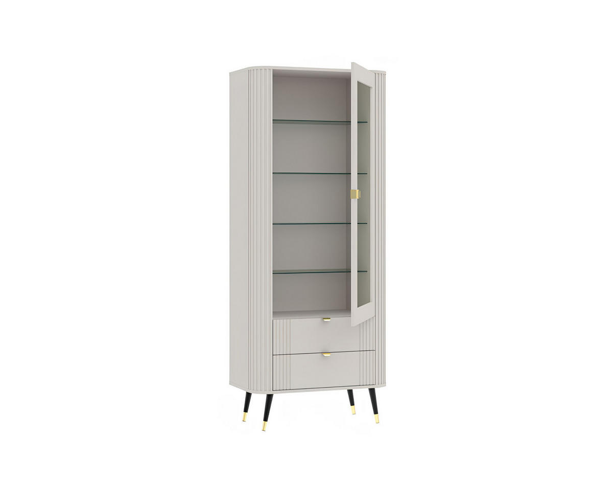 VITRINE mit 2 Schubladen, Kaschmir, 78,4 x 40 x 192,4 cm - Kaschmir, Holzwerkstoff (78.4/192.4/40cm) - 3XE LIVING