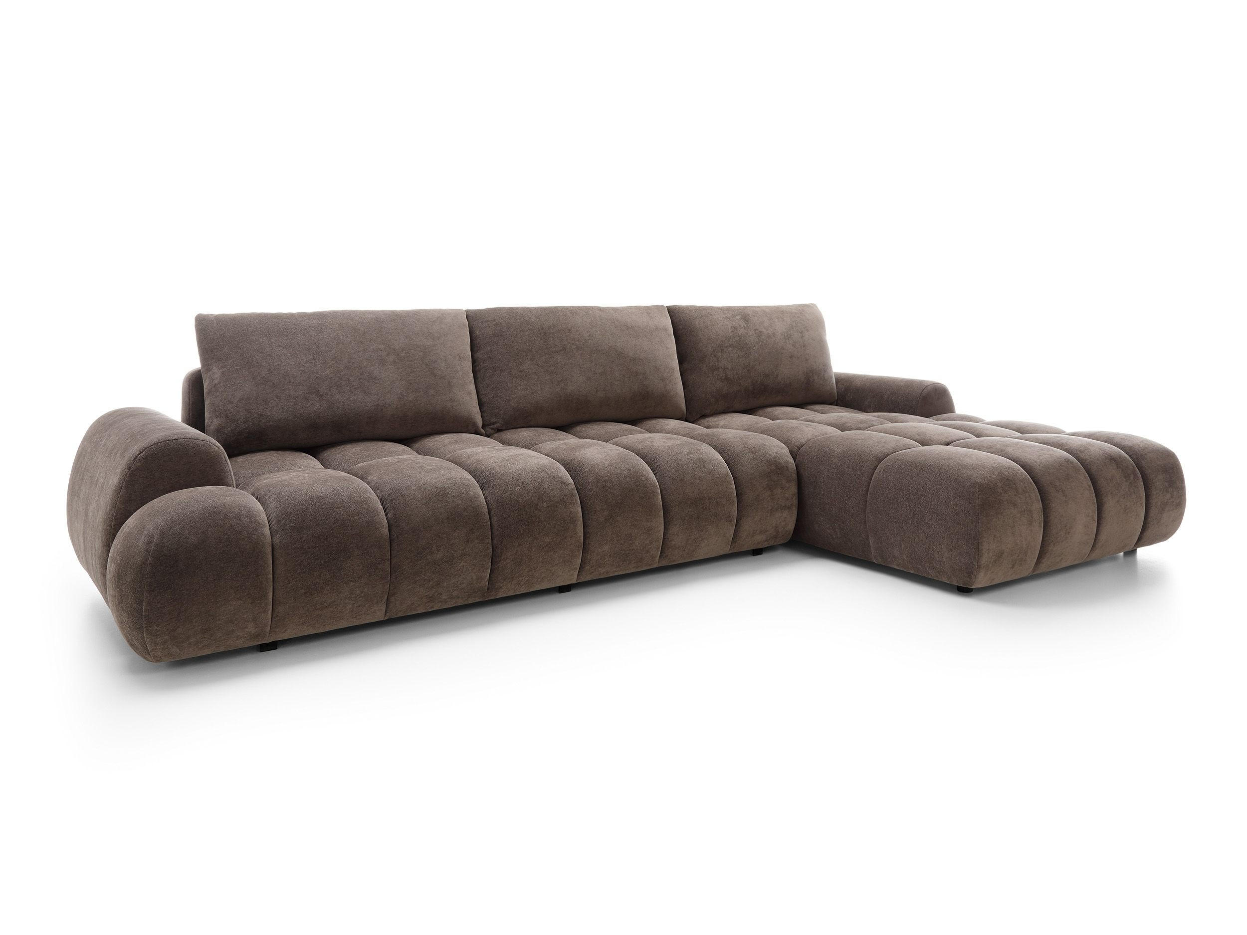 ECKSOFA GARDA Braun Chenille mit Schlaffunktion - Braun, Holz (280/131cm) - MASSENO