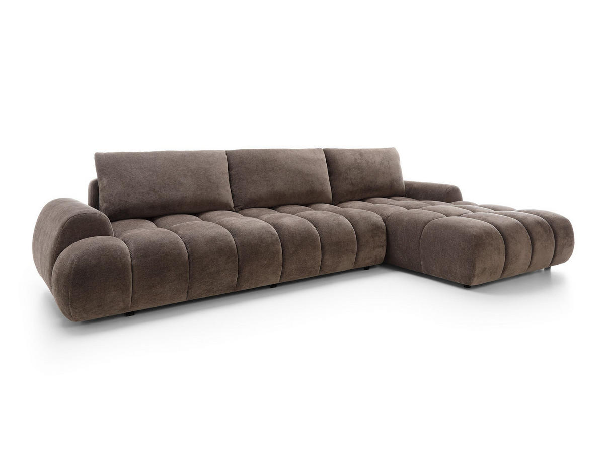 ECKSOFA GARDA Braun Chenille mit Schlaffunktion - Braun, Holz (280/131cm) - MASSENO