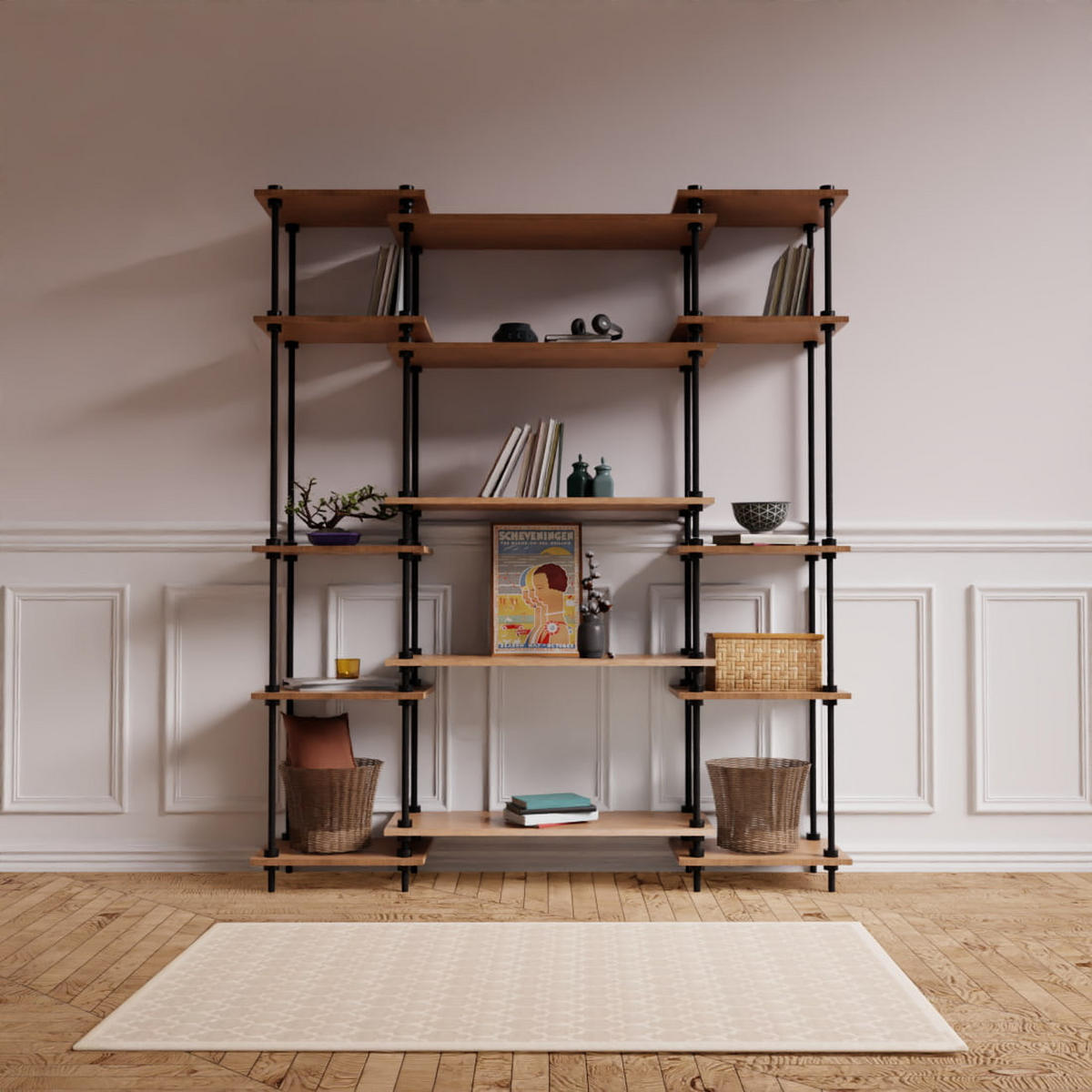 REGALSYSTEM mit Standregalen 185x151x35 - Eiche San Remo, Metall (151/185/35cm) - AR Shelving