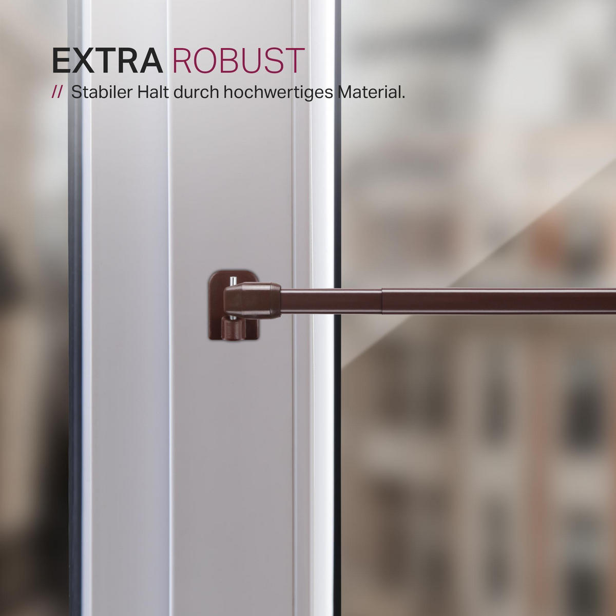 GARDINENSTANGE 2er-Pack Dunkelbraun 60-90 cm + 4 Selbstklebehaken - Braun, Metall (1/60cm)