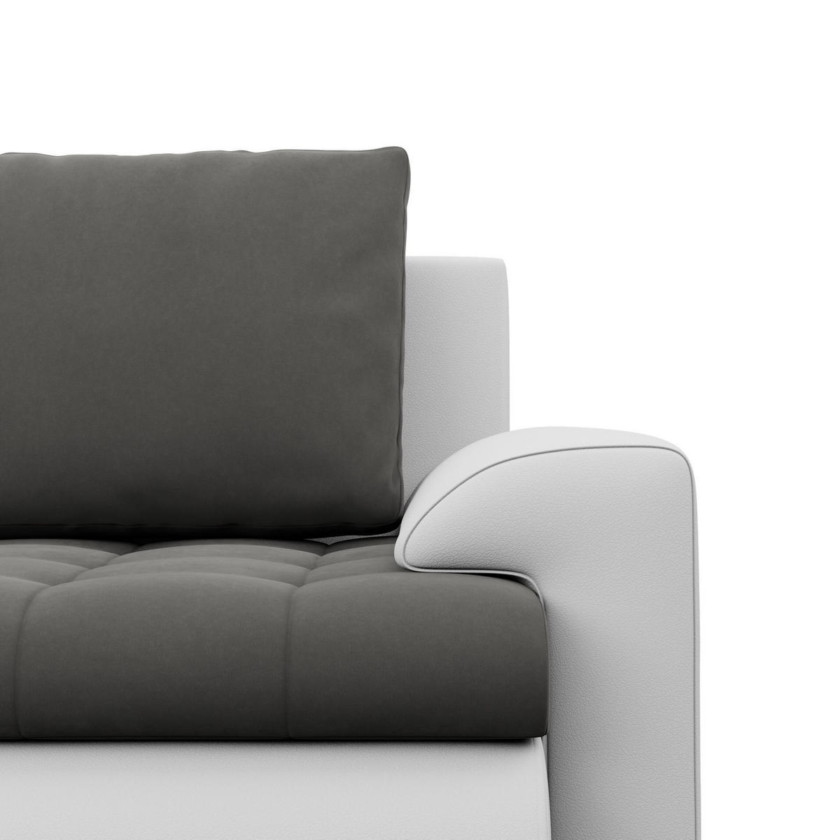 SOFA 3-SITZER MIT SCHLAFFUNKTION FORESTA, Dunkelgrau + Grau - Dunkelgrau/Hellgrau, Textil (222/92/96cm)