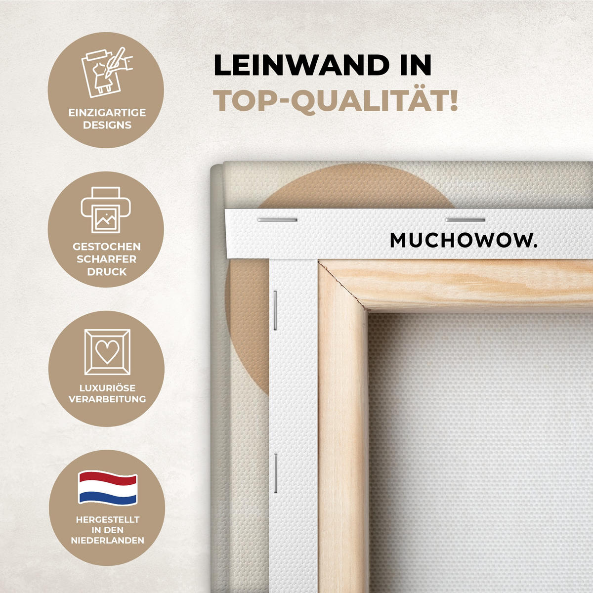 LEINWANDBILD Japandi - Landschaft - Beige 60x80 cm - Cognac, Textil (60/80cm) - MuchoWow