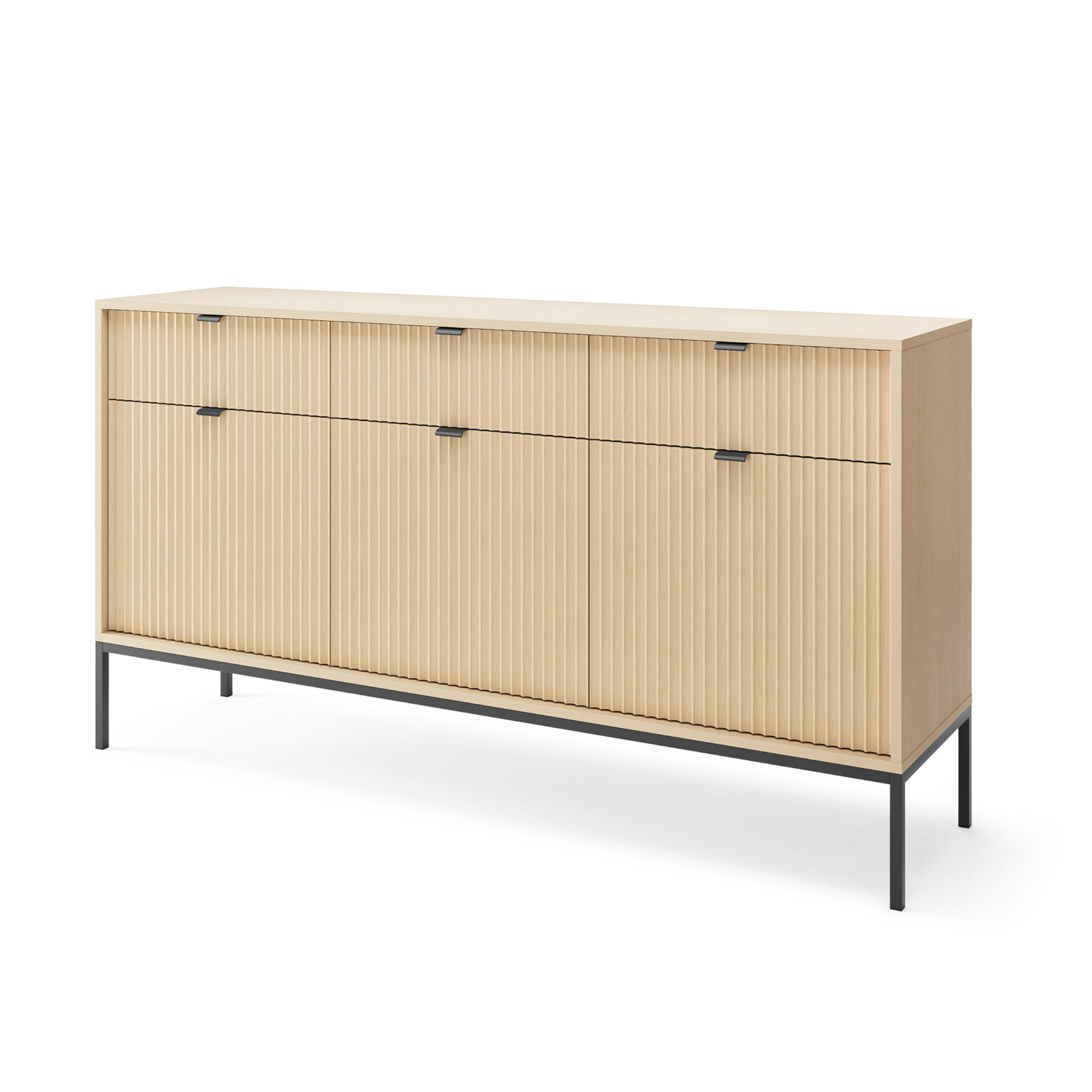 SIDEBOARD NANAIMO KOM3 Profilierte Fronten Eiche Vicenza Eiche Vicenza - Eiche Artisan, Holzwerkstoff (154/83/39cm) - Komodee