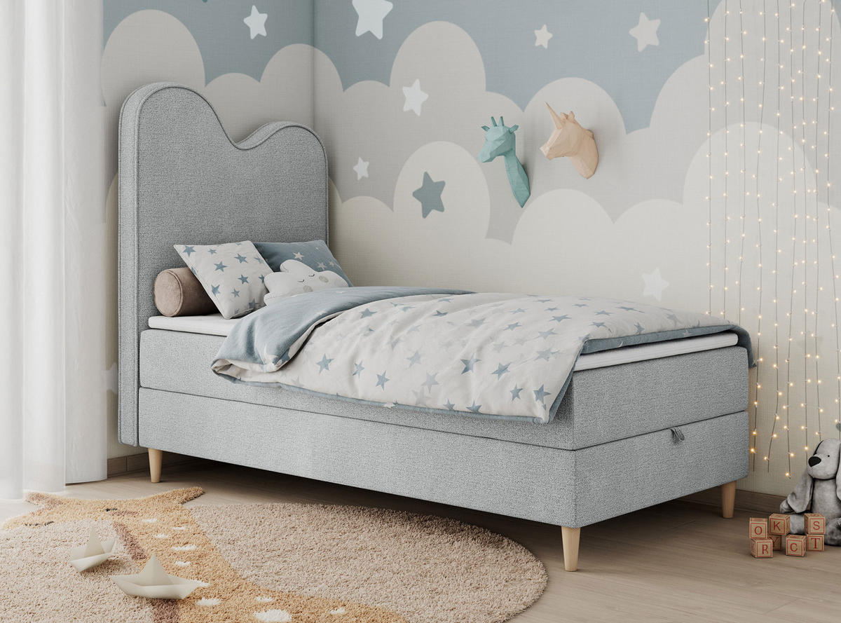 BOXBETT FLOW 90/180 Hellgrau Struktur - H3 - Hellgrau, Holz/Textil (90/180cm) - MKS