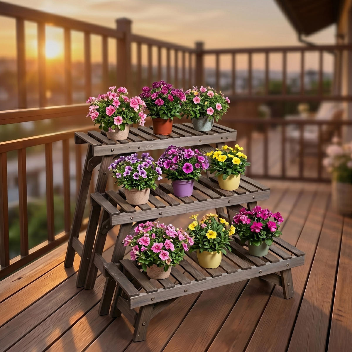 BLUMENSTÄNDER Braun 3er-Set Tannenholz 70x25 cm - Braun, Holz (70/49/25cm) - Relaxdays