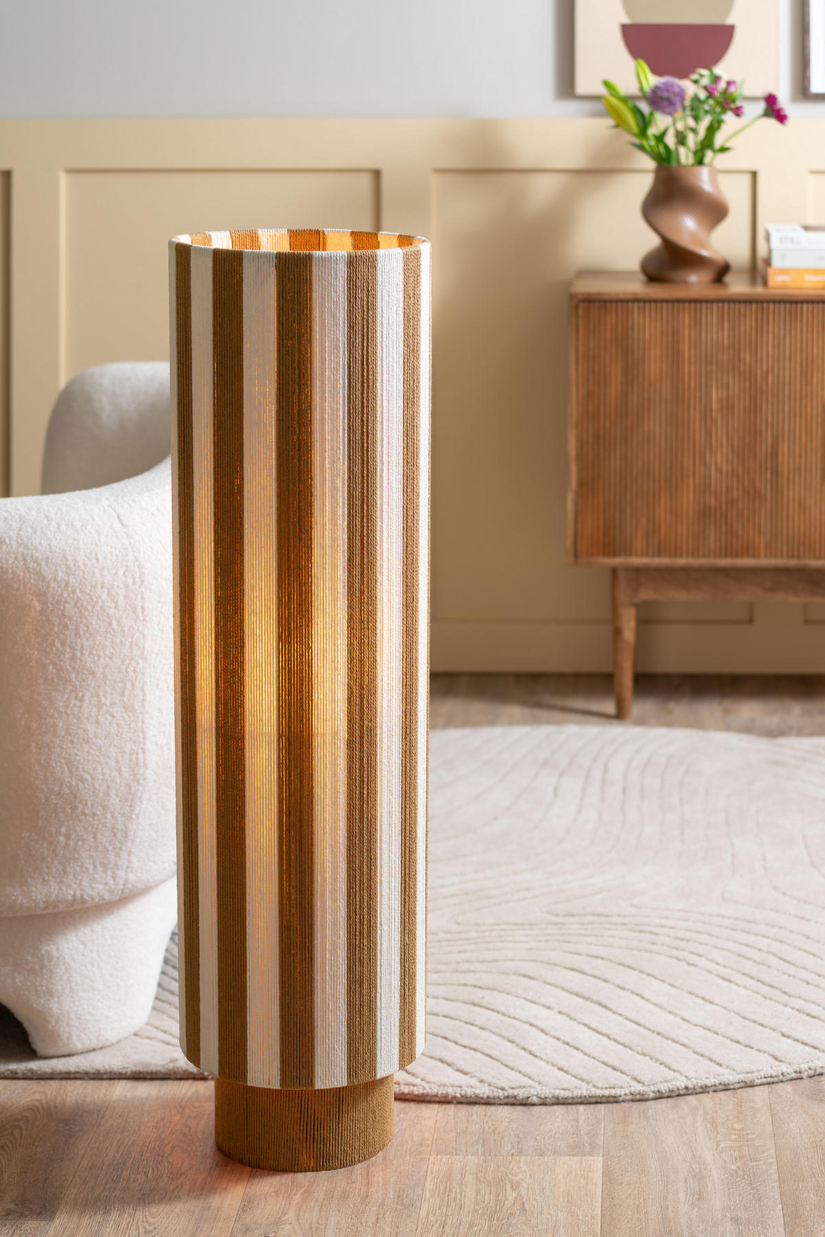STEHLAMPE Vienna Stripes - Natur/Weiß - 106 cm - Multicolor, Naturmaterialien (28/28/106cm) - Leitmotiv
