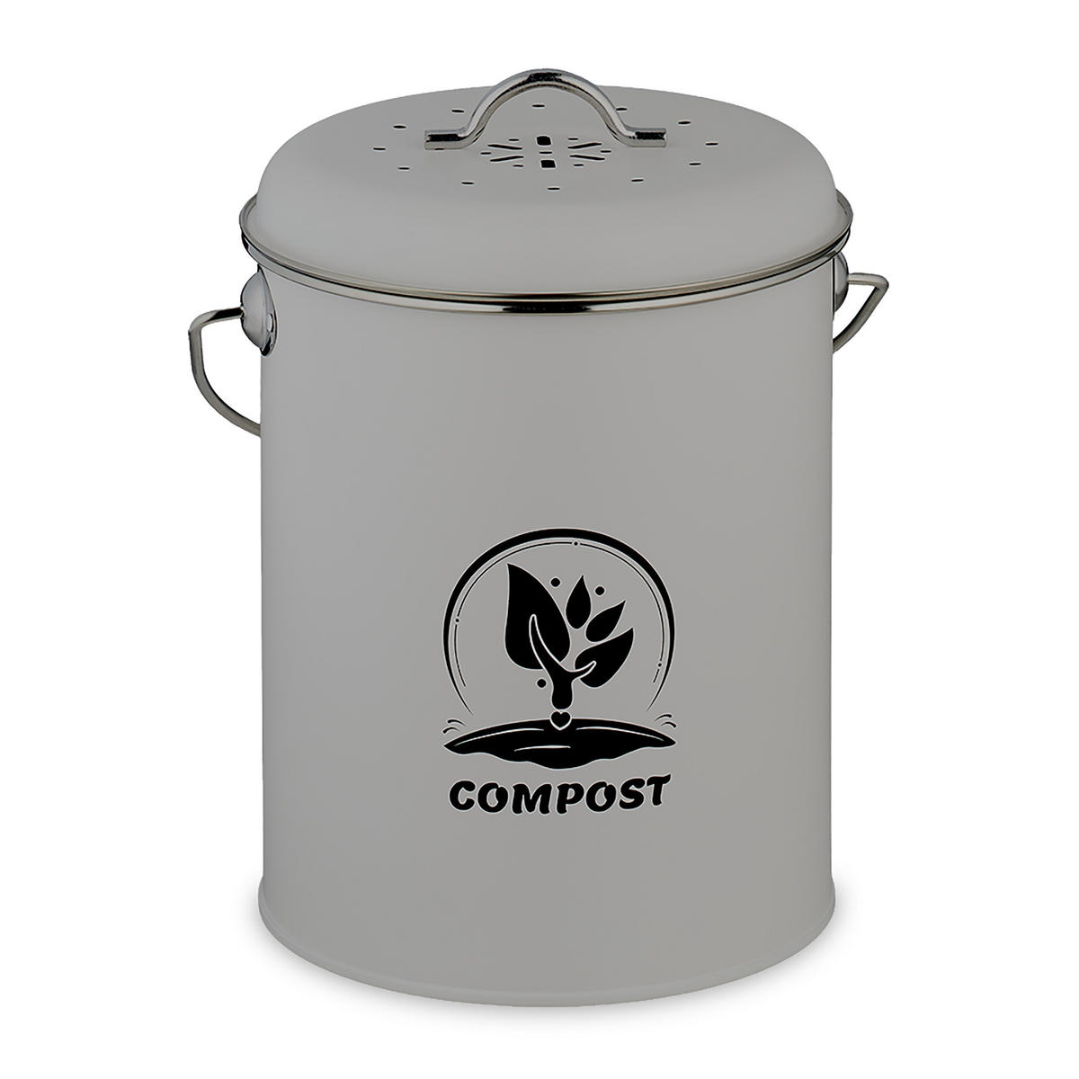 KOMPOSTOVÝ kôš - sivá, kov/textil (22/27/19cm) - Relaxdays