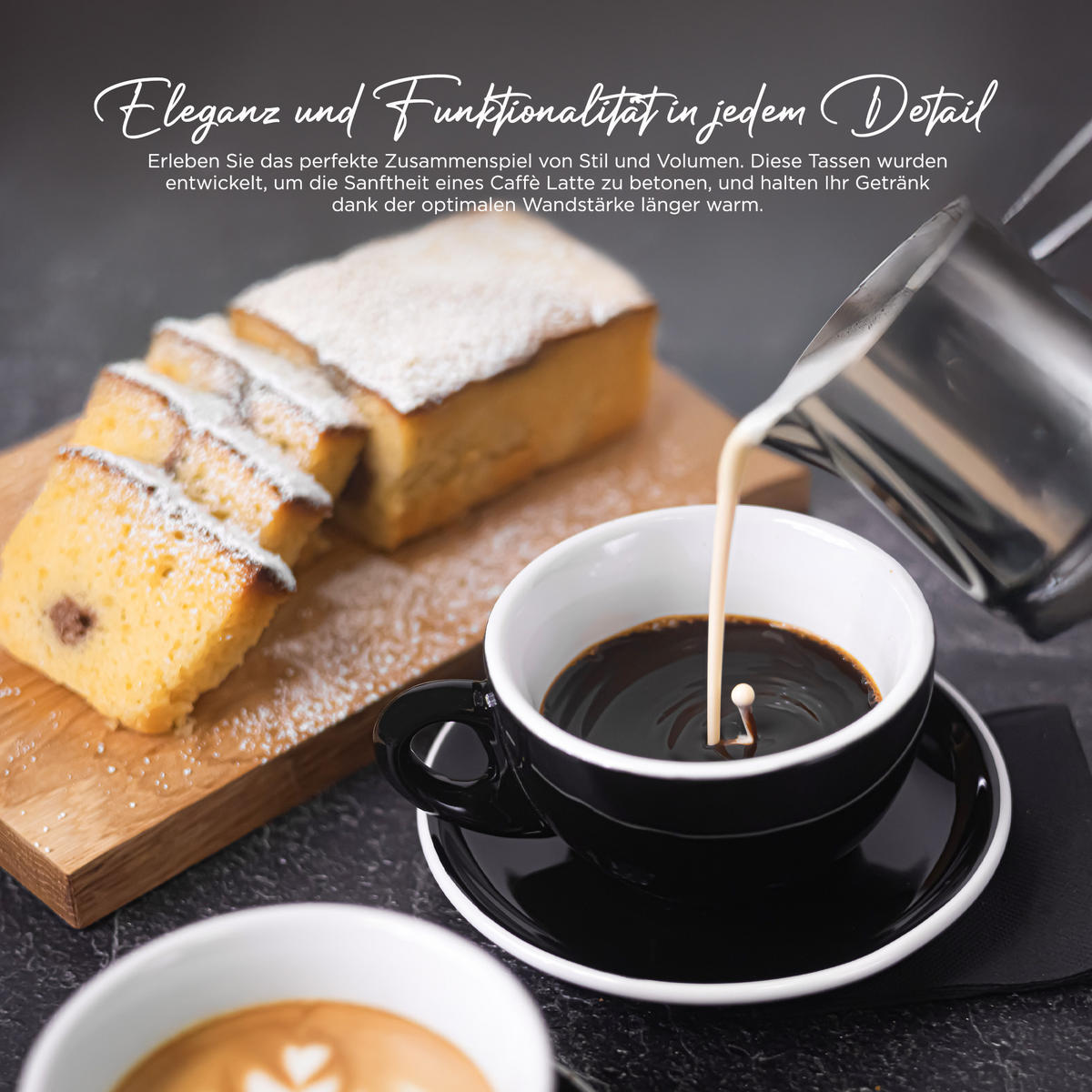 MILCHKAFFEETASSEN italia 6er Set 290 ml - Silberfarben, Metall (16/7/16cm) - Muvell