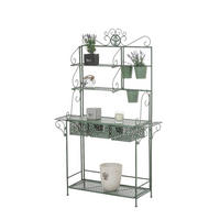 PFLANZREGAL Jena Antik Ablagen 94x30x149cm Metall Antik-Grün Pflanztisch - Grün, Metall (94/149/30cm) - DELUKE