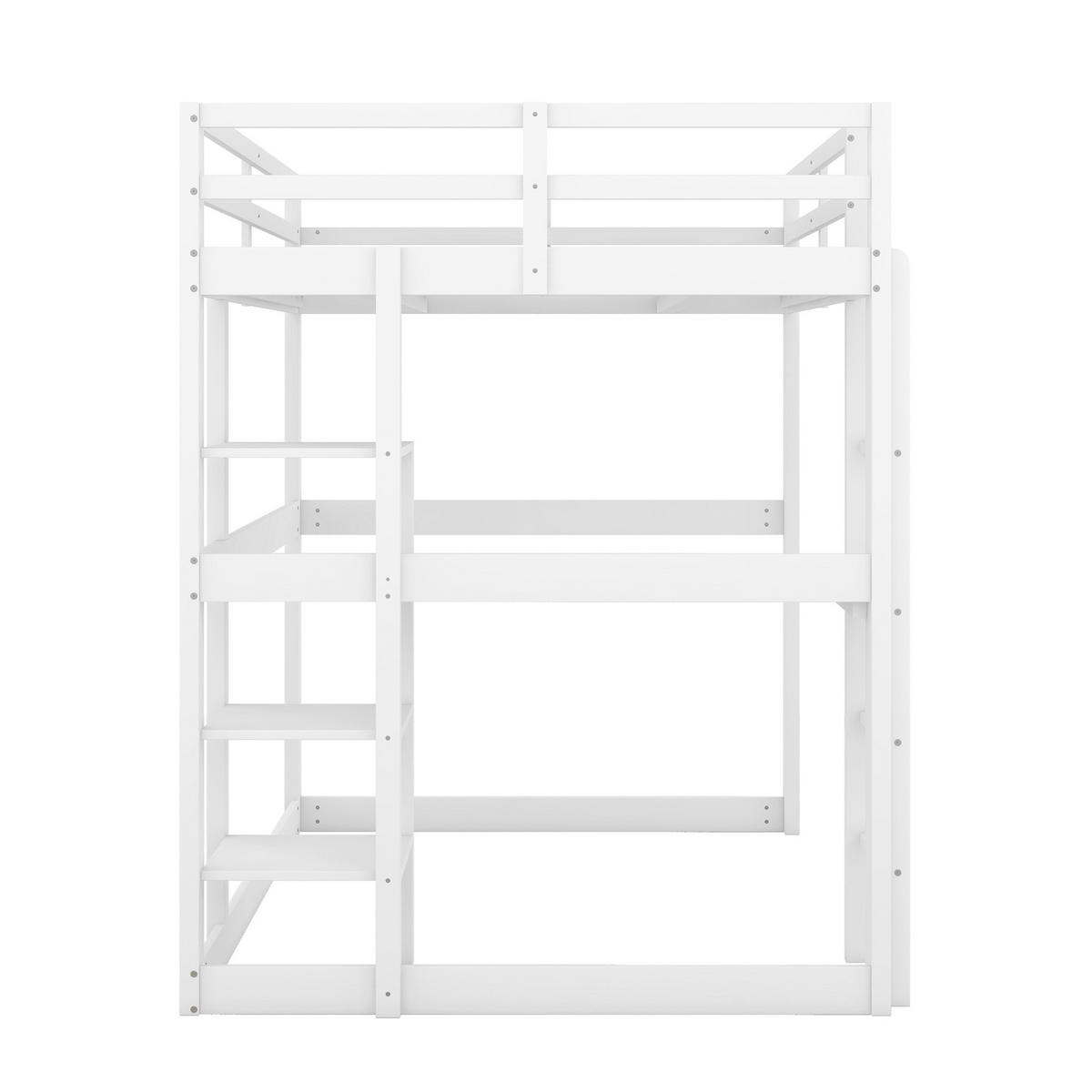 HOCHBETT 140/200 cm mit Stauraum aus Kiefer mit Schreibtisch - Weiß, Holz (140/200cm) - OKWISH