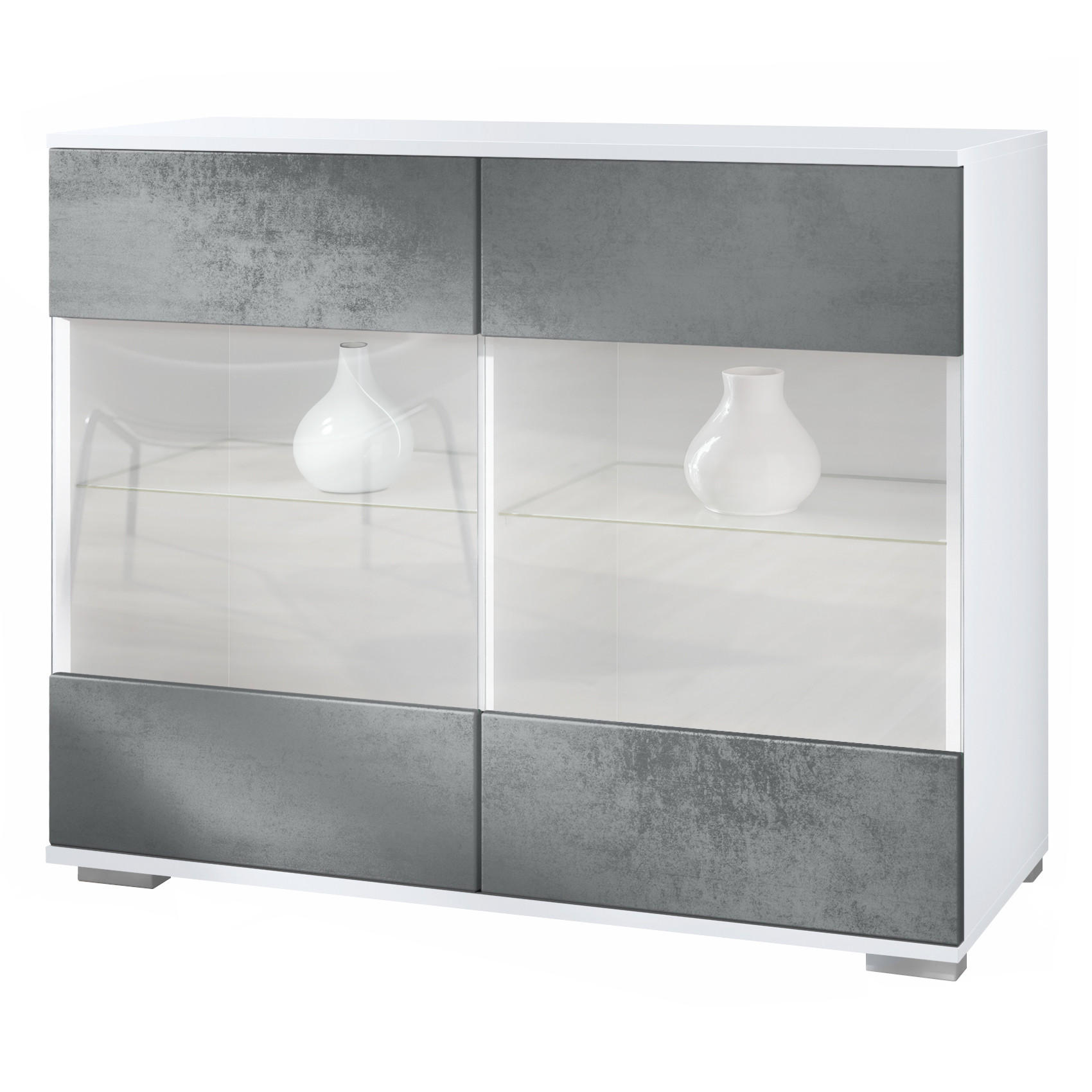 KOMMODE Bari Beton Dunkel Optik - Dunkelgrau, Holzwerkstoff (92.5/75.5/35cm) - Vladon