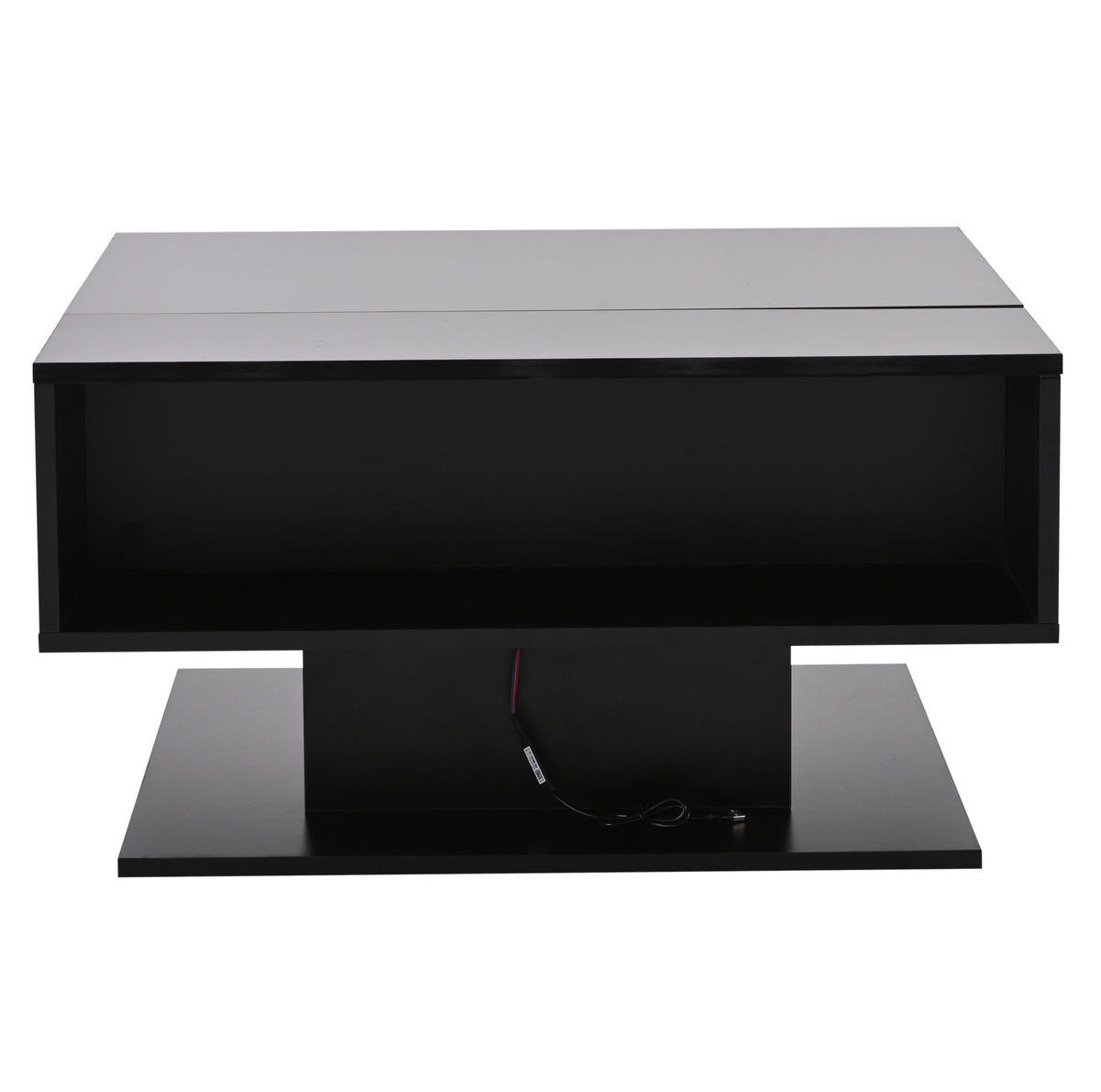 KONFERENČNÍ stolek 80/75/40 cm černý z dřevotřísky se zdvihací deskou a LED - černá, kompozitní dřevo (80/77/40cm) - OKWISH