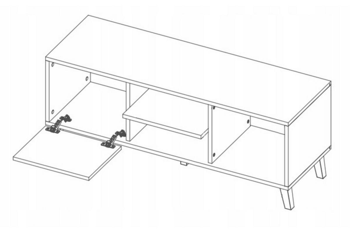 TV-RACK JUSTIN 10 120 cm breit in Weiß / Graphit / Grau / Eiche - Eichefarben/Graphitfarben, Holzwerkstoff (120/43/40cm) - Deine Möbel 24