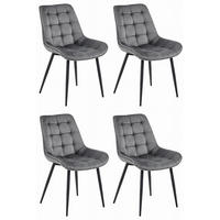 ESSZIMMERSTUHL 4-er Set BERA dunkelgrauer Sitz, schwarze Beine - Dunkelgrau/Schwarz, Textil (54/88/60cm) - Valora