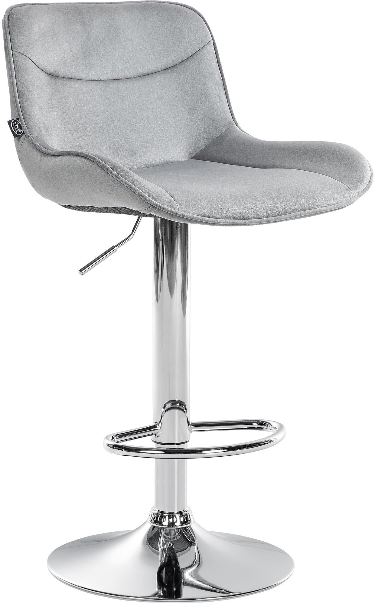 BARHOCKER Samt grau - Chromfarben/Grau, Textil/Metall (49/85/51cm) - CLP