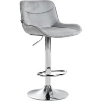 BARHOCKER Samt grau - Chromfarben/Grau, Textil/Metall (49/85/51cm) - CLP