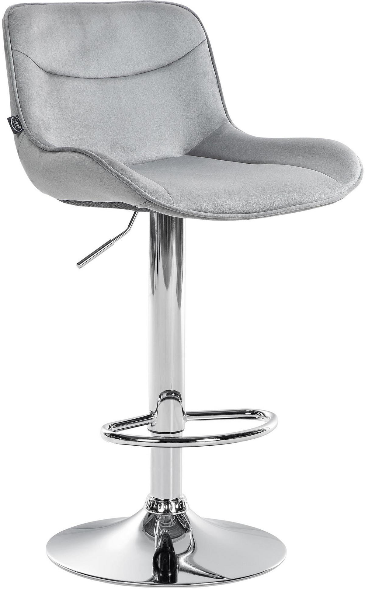 BARHOCKER Samt grau - Chromfarben/Grau, Textil/Metall (49/85/51cm) - CLP