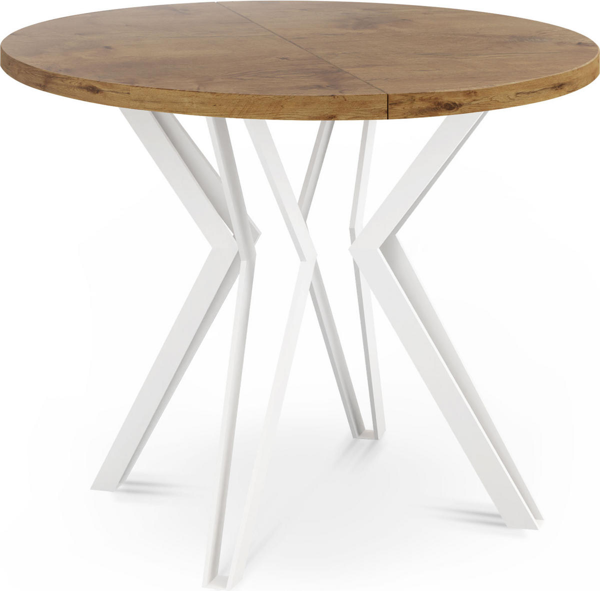 ESSTISCH Austin runder ausziehbarer, Lancelot Eiche 120-200/100/76 cm - Eichefarben/Weiß, Holzwerkstoff/Metall (120/120/76cm) - WFL GROUP