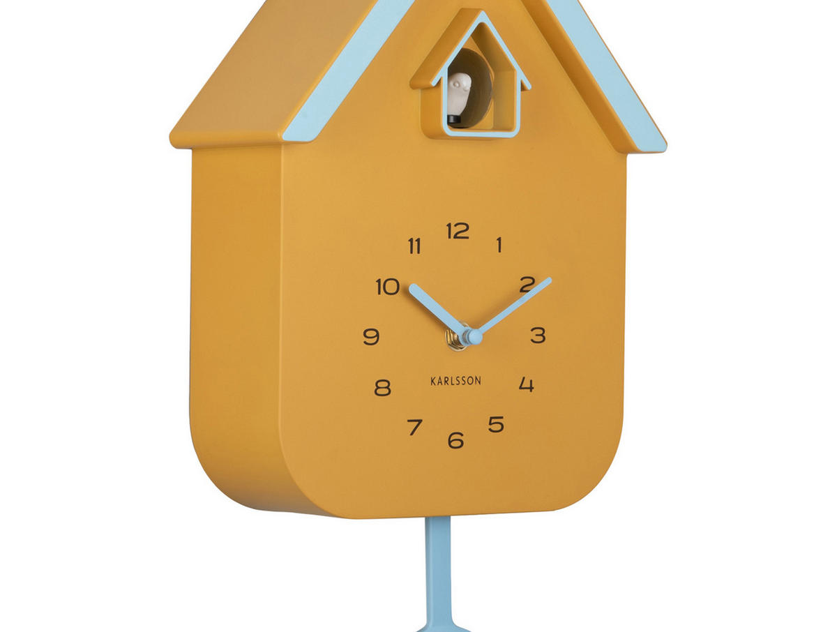 WANDUHR Dupla Color Cuckoo Gelb 21.5/21.5/41.5 cm - Gelb, Kunststoff (21.5/41.5/21.5cm) - Karlsson