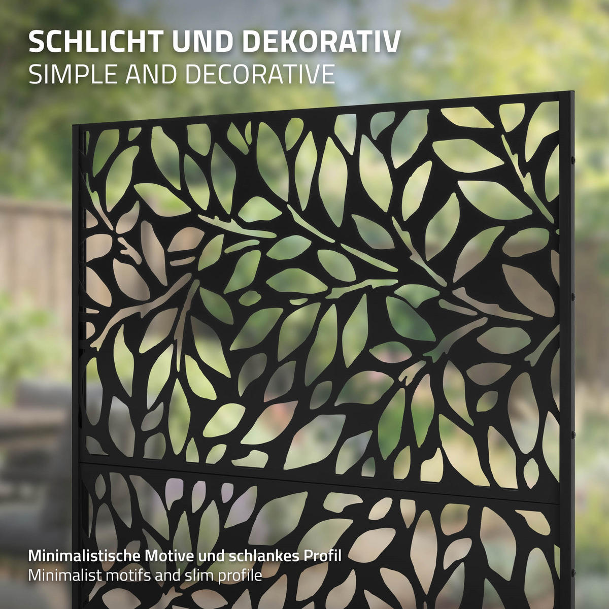 METALL-SICHTSCHUTZ Firenze 90x180 cm Schwarz aus Stahl - Schwarz, Metall (90/183cm) - ML-DESIGN