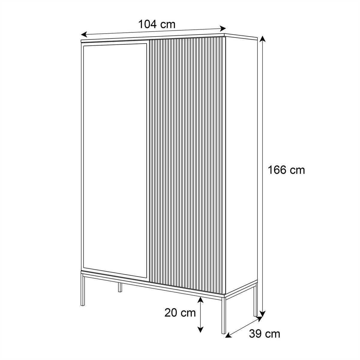 VITRINE ECLIPSE WTSZ104 mit Beleuchtung,KASCHMIR - Kaschmir, Holzwerkstoff (104/166/39cm) - Lookway