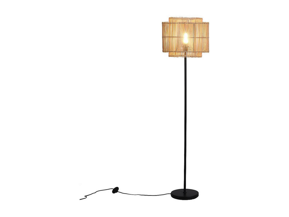 STEHLAMPE - 40 cm x 40 cm - holz - schwarz, naturfarben hell Parana - Schwarz/Naturfarben, Holz/Metall (40/40/157.5cm) - Vente-Unique