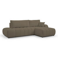 ECKSOFA Baloo mit Schlaffunktion und Bettkasten, komfortable Polsterung, Stoffbezug, lose Rückenkissen, freistehend, RECHTS, 276x176x88cm Light brown - Hellbraun, Holz/Textil (276/176cm) - DomoHome
