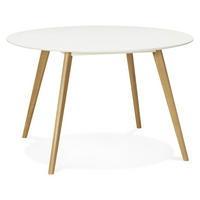 ESSTISCH Rund Holz Skandi-Stil JAXENA, Weiß 120x120x75 cm - Beige/Weiß, Eichenholz/Holz (120/120/75cm) - KADIMA DESIGN