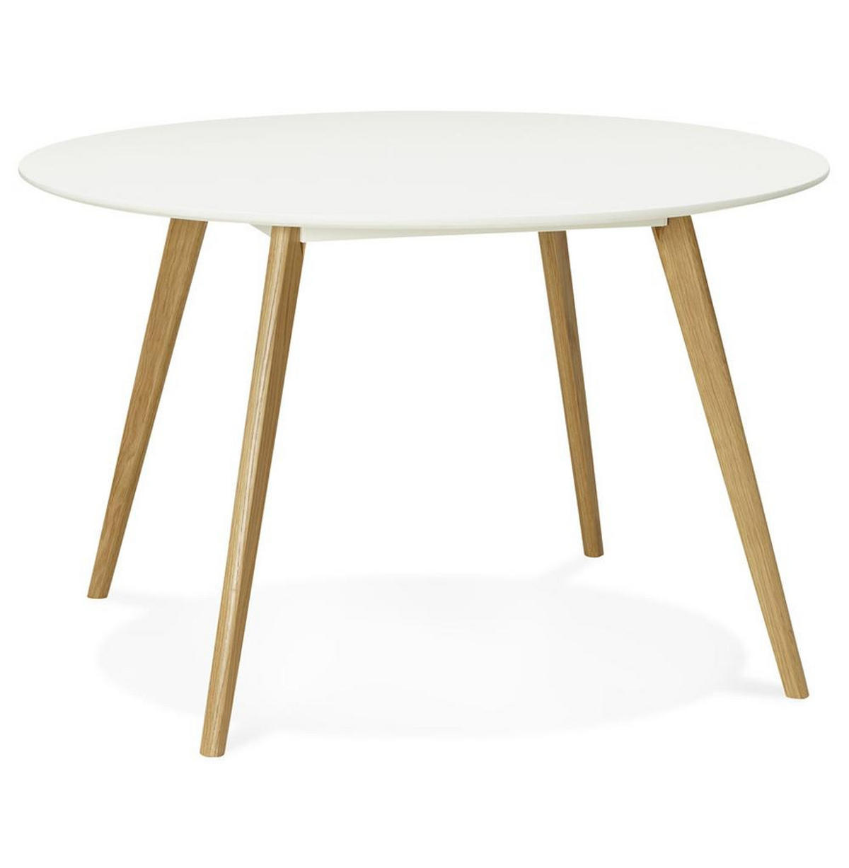 ESSTISCH Rund Holz Skandi-Stil JAXENA, Weiß 120x120x75 cm - Beige/Weiß, Eichenholz/Holz (120/120/75cm) - KADIMA DESIGN