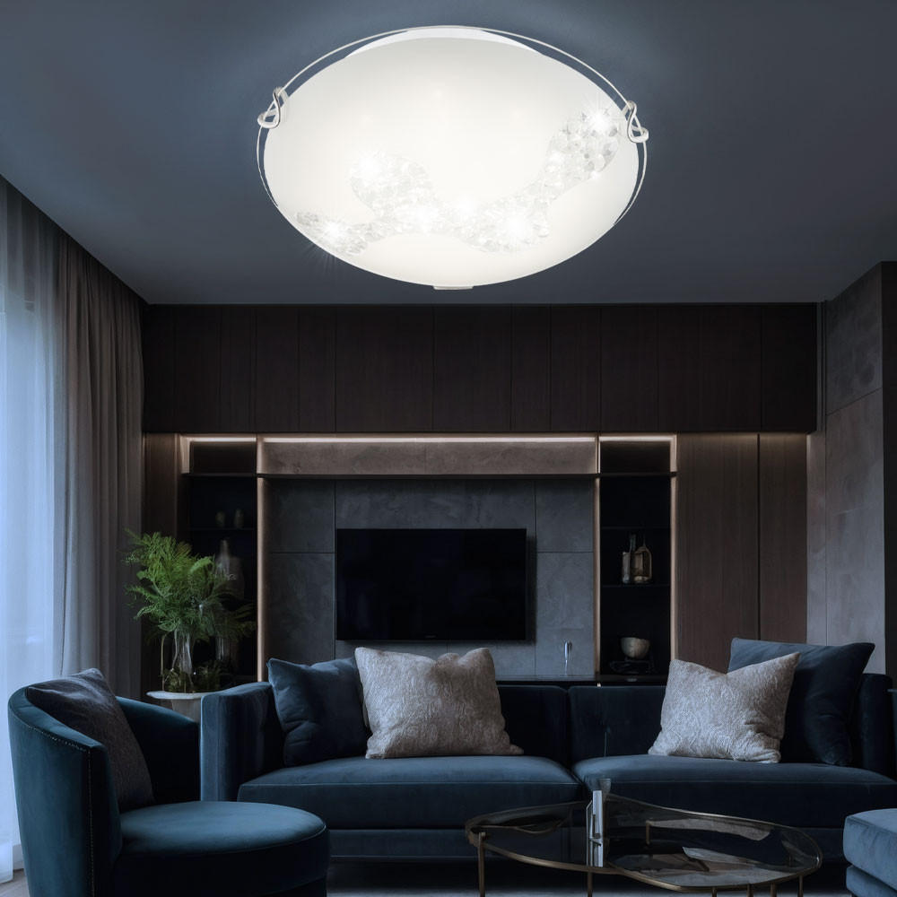 LED DECKENLEUCHTE DERK Weiß Glas satiniert - Weiß, Glas (25/25/9.5cm) - Globo Lighting