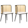 ESSZIMMERSTUHL 2er-Set Metall schwarz/beige Kobuk - Hellbraun/Beige, Metall (52/75/46cm) - Beliani