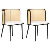 ESSZIMMERSTUHL 2er-Set Metall schwarz/beige Kobuk - Hellbraun/Beige, Metall (52/75/46cm) - Beliani
