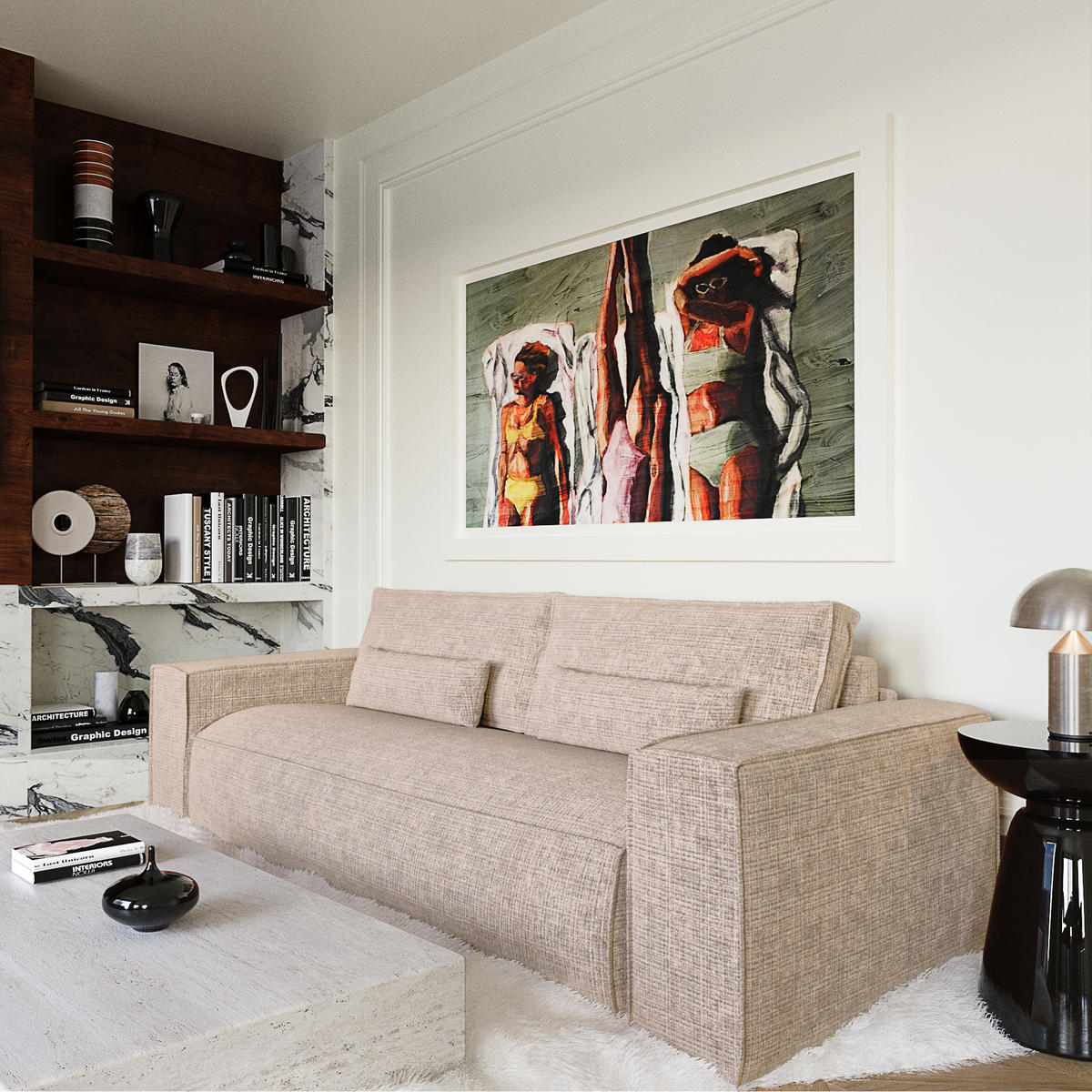 SCHLAFSOFA Express JUNE Geprägter Samt Beige 236cm - Beige, Textil (236/80/100cm) - Premium Interiors