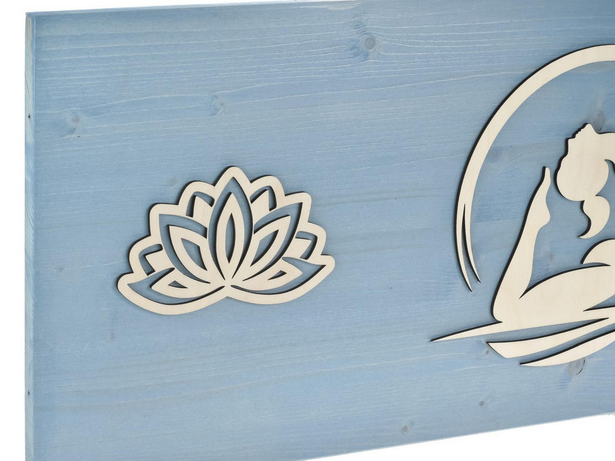HOLZBILD Yoga blau Poorna Bhujangasana - Königskobra 80x30cm - Blau, Holz (80/30cm) - Raumzutaten