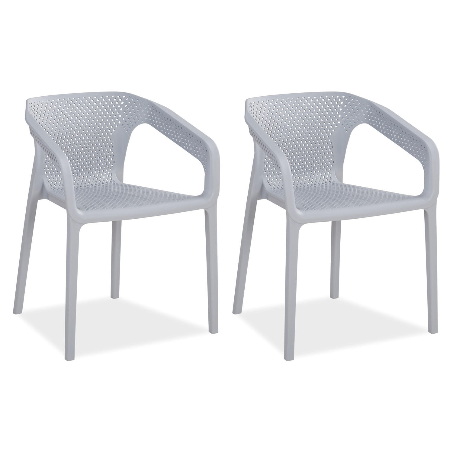 GARTENSTUHL 2er-Set Kunststoff Grau mit Armlehnen - Grau, Kunststoff (110/75/54cm) - Homestyle4u