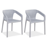 GARTENSTUHL 2er-Set Kunststoff Grau mit Armlehnen - Grau, Kunststoff (110/75/54cm) - Homestyle4u