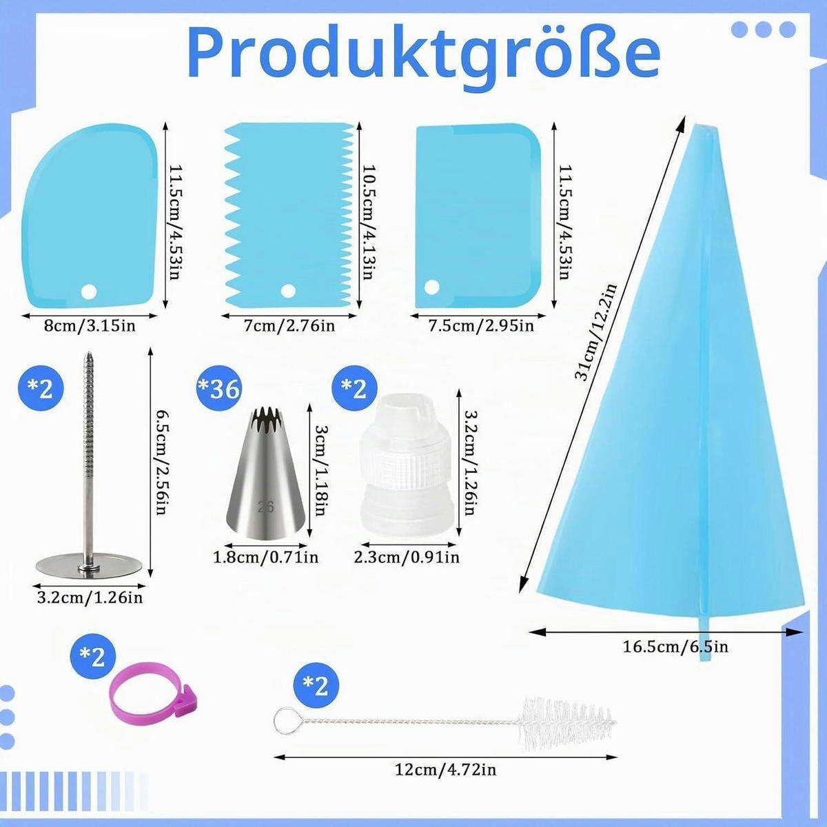 SPRITZBEUTEL Set 36-teilig mit Edelstahl-Tüllen und Zubehör - Silberfarben, Metall (1.8/3/3cm)
