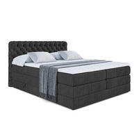 BOXSPRINGBETT BOXI8 KING - 120x200 - H3/H4 - Schwarz - Schwarz, Holzwerkstoff (120/200cm) - ALTDECOR