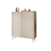 HOCHKOMMODE Beige BELLO - Beige/Goldfarben, Holzwerkstoff/Metall (113/134/38cm) - Compleo24