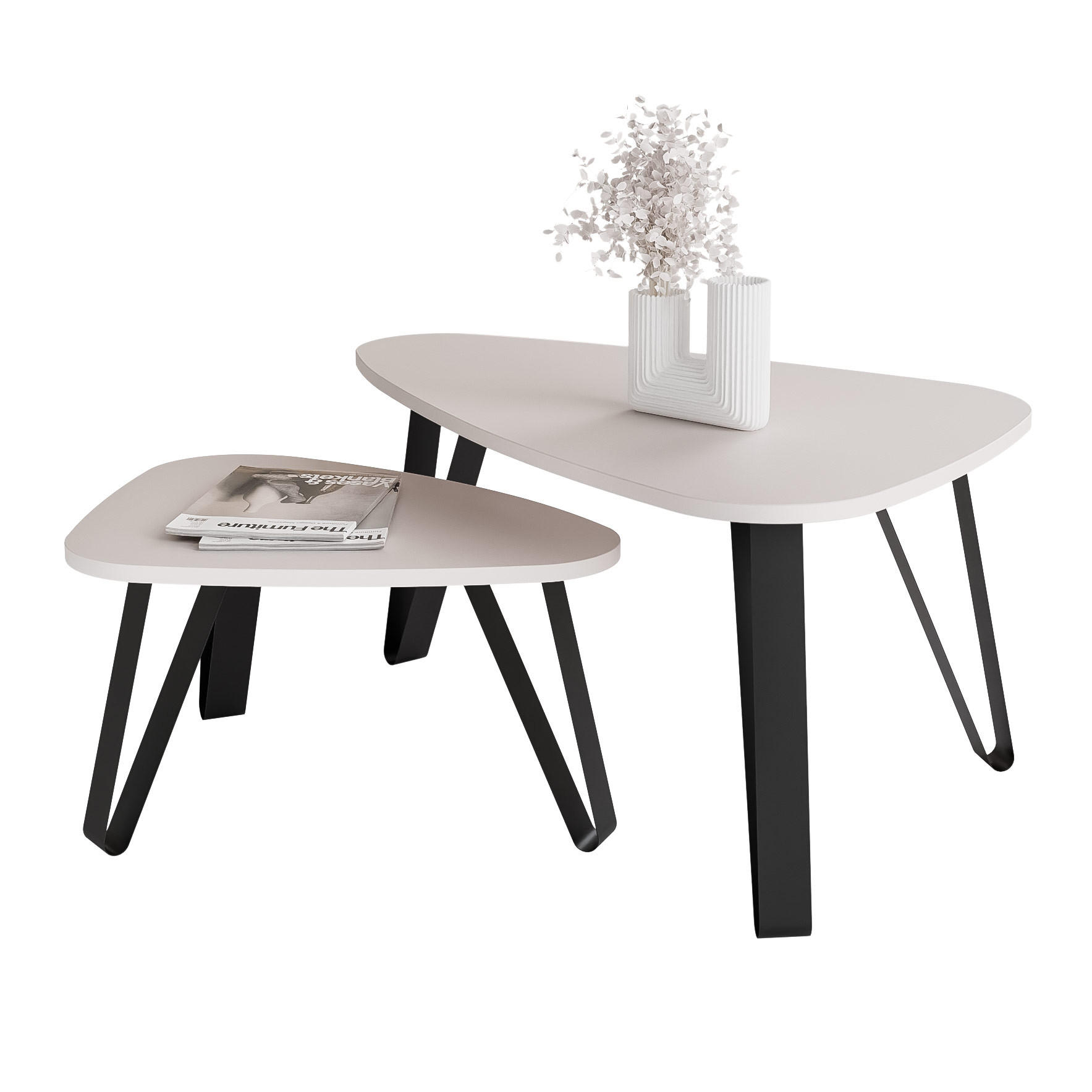 SATZTISCH NOA Stahlgestell, Freiform, Schwarz / Kaschmir - Kaschmir/Schwarz, Holzwerkstoff/Metall (94/60/42cm) - Idohome