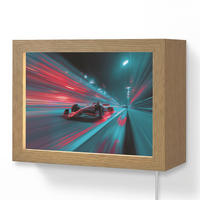 NÁSTĚNNÁ LAMPA Závodní auto - Červená - Rychlost 20x15 cm - tyrkysová, kompozitní dřevo (20/15/8cm) - OnlyWow
