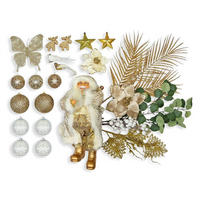 WEIHNACHTSBAUMSCHMUCK-SET CHAMPAGNEGLANZ 106-teilig, für Weihnachtsbäume 120–210 cm, inkl. Aufbewahrungsbox - Champagner/Goldfarben, Kunststoff/Textil (55/50/75cm) - LAALU