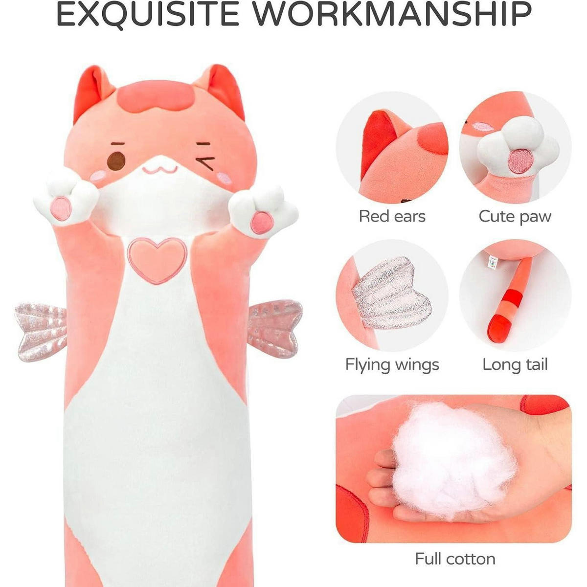 PLÜSCHKISSEN Katze 50 cm Rosa - Rosa, Textil (17/28cm)