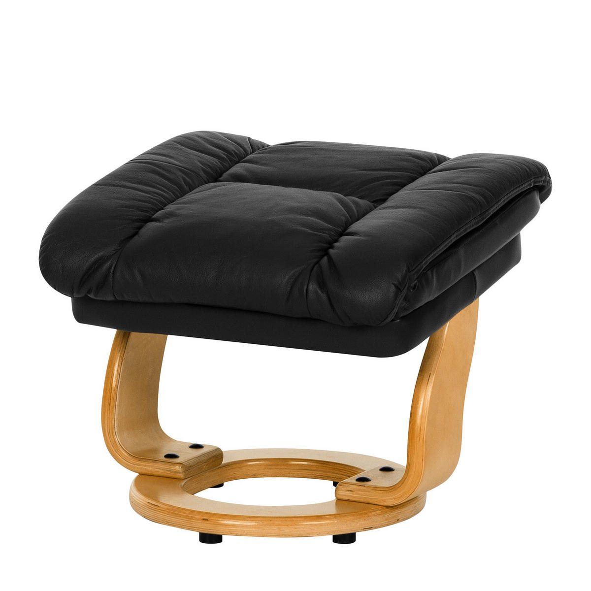 RELAXSESSEL - 2-teilig - Holzwerkstoff / Echtleder / Kunstleder - Schwarz, Leder/Birkenholz (90/104/91cm) - home24