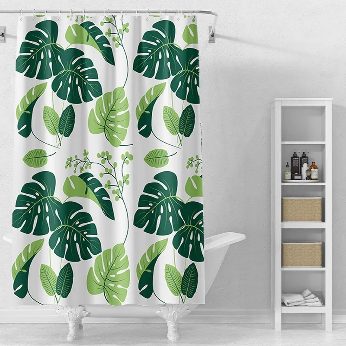 DUSCHVORHANG mit Muster wasserdicht schimmelresistent Badezimmer mit Haken Blätter Schildkröte - Multicolor, Kunststoff (180/180cm) - MCBOSON