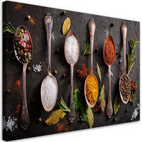 WANDBILD gewürze kräuter besteck - Multicolor, Textil (90/60cm) - Feeby