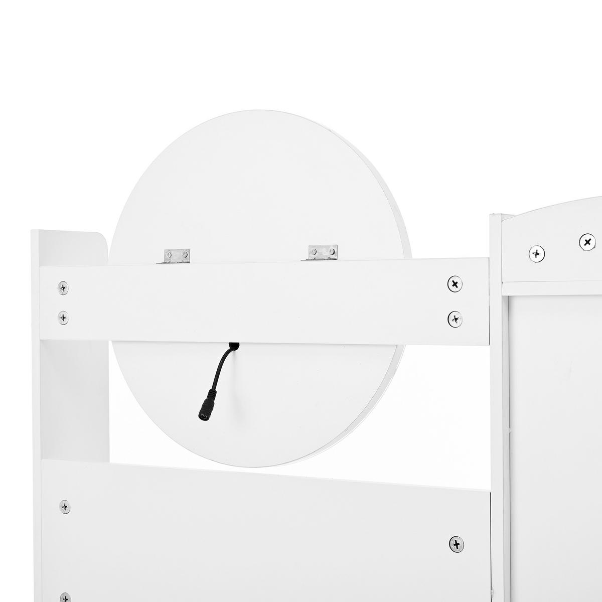 SCHMINKTISCH-SET mit LED-Beleuchtung & Hocker Weißer 90×40×132 cm - Weiß, Glas/Holzwerkstoff (90/132/40cm) - Urban Meuble