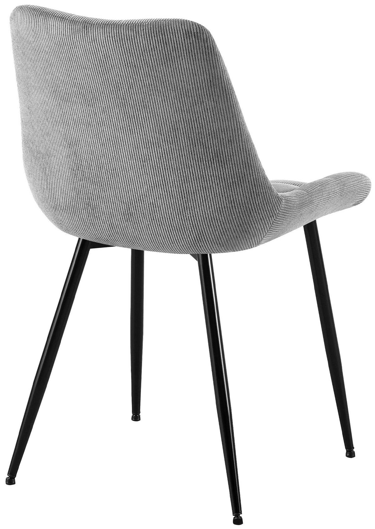 ESSZIMMERSTUHL Cord Grau - Schwarz/Grau, Textil/Metall (52/83/58cm) - CLP